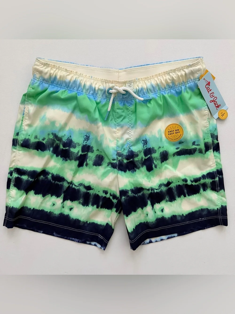 Cat & Jack Green Navy Tie-Dye Kids Swim Trunks Size M (8) HUSKY